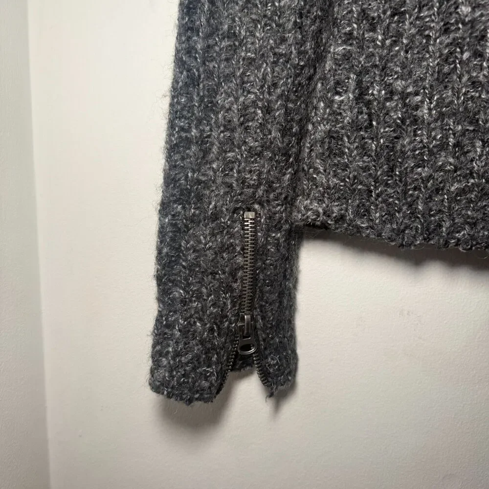 Culture Calvari Knit Cardigan Beaded Shoulder‎ Detail Military Zippers S